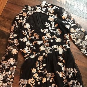 Black lace embroidered dress